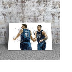 luka doncic, dirk nowitzki, poster, basketball, painting hand made, posters, canvas, print, man cave, gift