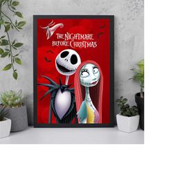 the nightmare before christmas poster jack skellington and sally poster christmas movies poster wall decor birthday gift