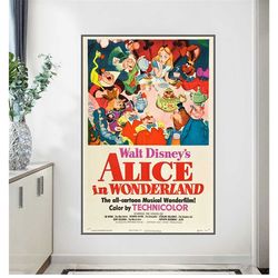 digital download alice in wonderland vintage poster 1951 movie film print bar 78
