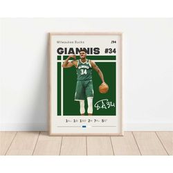 giannis antetokounmpo poster, milwaukee bucks, nba fans, nba poster, basketball poster, sports poster, gift for him