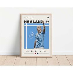 erling haaland poster, manchester city football print, football poster, soccer poster, sports poster, gift for him