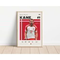 harry kane poster, bayern munich, football print, football poster, soccer poster, sports poster, gift for him, 2
