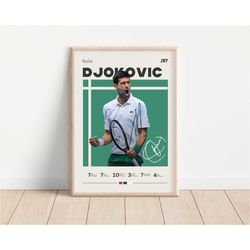 novak djokovic poster, tennis print, tennis poster, minimalist poster, sports poster, gift for him, tennis art
