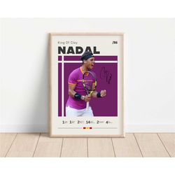 rafael nadal poster, tennis print, tennis poster, minimalist poster, sports poster, gift for him, tennis art