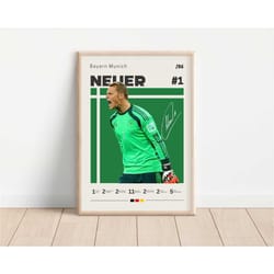 manuel neuer poster, bayern munich football print, football poster, soccer poster, sports poster, gift for him