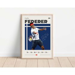 roger federer poster, tennis print, tennis poster, minimalist poster, sports poster, gift for him, tennis art