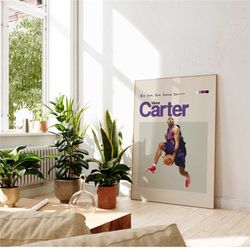 vince carter inspired poster, toronto raptors art print, basketball poster, nba mid-century modern, uni dorm room