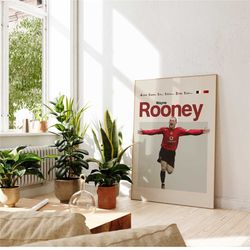 wayne rooney inspired poster, football art print, manchester united poster, mid-century modern, uni dorm room