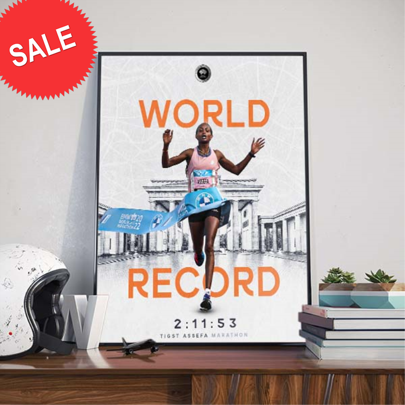 Tigst Assefa obliterates women's marathon world record in Berlin 2023 poster canvas.jpg