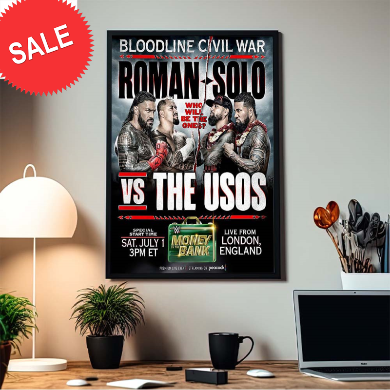 WWE Money In The Bank Bloodline Civil War Roman Solo Vs The Usos Home Decor Poster Canvas.jpg