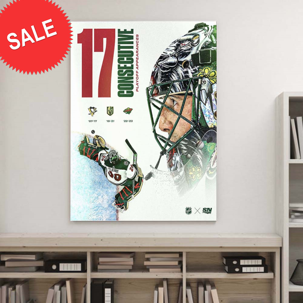 NHL Marc-Andre Fleury 17 Consecutive Playoff Appearances 2017-2023 Art Decor Poster Canvas 1.jpg