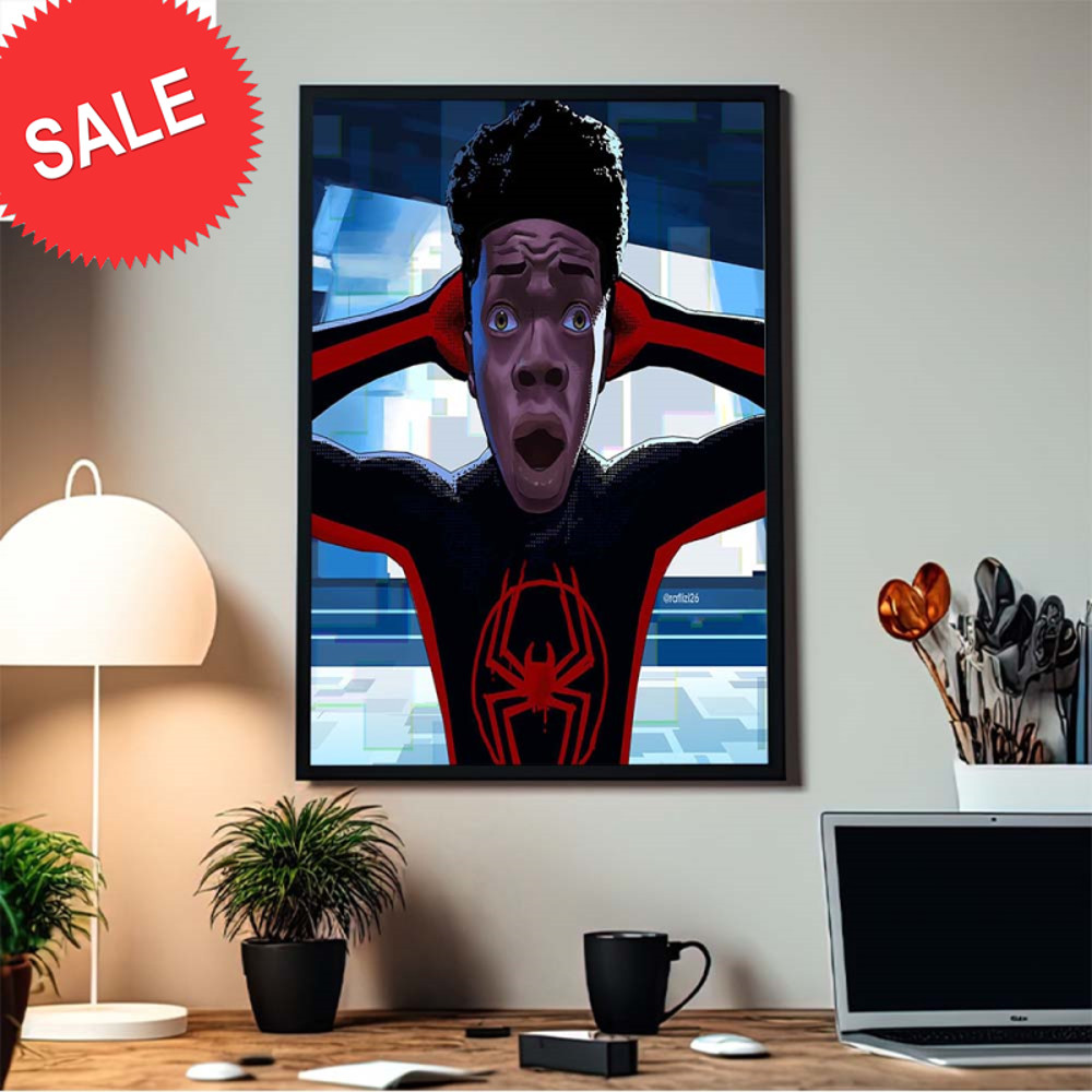 Miles Morales Surprise And Panic Meme Spider Man Across The Spider Verse Home Decor Poster Canvas.jpg
