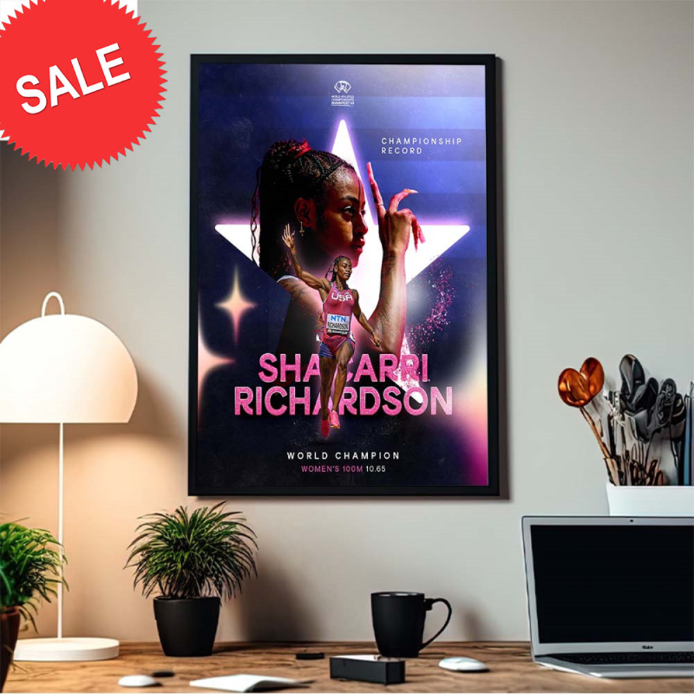 Congrats Sha'Carri Richardson Storms To Golden 100m Glory In 10.65 World Champion Decor Poster Canvas.jpg