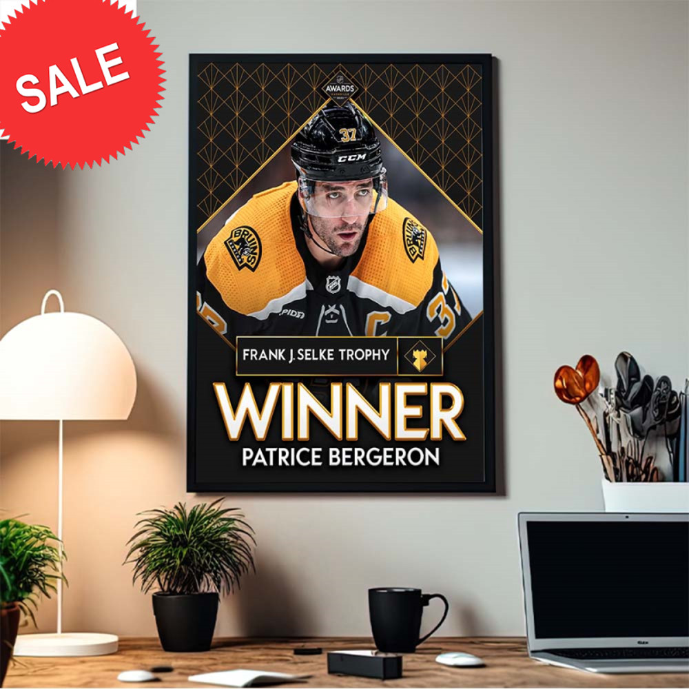 Patrice Bergeron Of The Bruins Winner Of Frank J Selke Trophy in NHL Awards 2023 Home Decor Poster Canvas.jpg