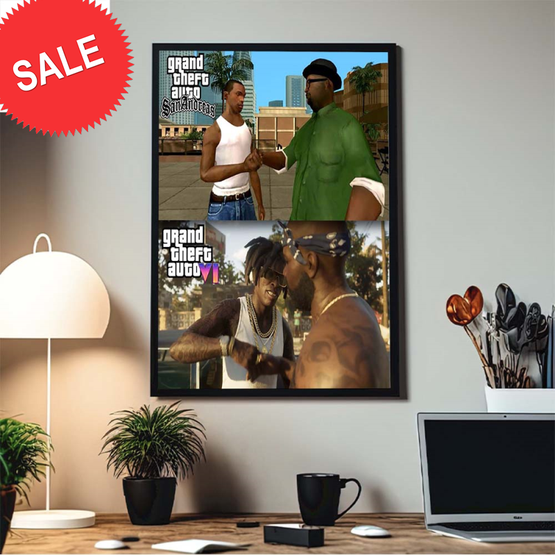 Grand Theft Auto San Andreas To Grand Theft Auto 6 Graphics Evolution Gang Handshake Scenes Home Decor Poster Canvas.jpg