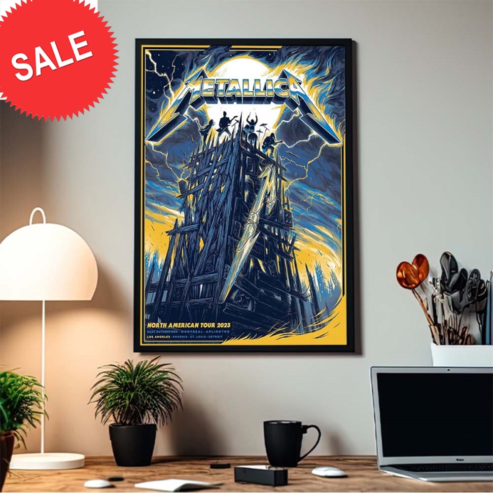 Metallica M72 World Tour North American Tour 2023 Los Angeles Exclusive Colorway Ver 1 Yellow And Blue Decor Poster Canvas.jpg