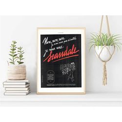 scandale lingerie poster, fun vintage french ad illustration, femme fatale art nouveau french wall art poster, kitchen b