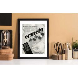 vintage ermeto men watch poster, vintage french ad poster, montre ancienne femme movado affiche, art nouveau wall art ma