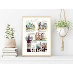 dubonnet french wine poster, vintage french art nouveau illustrations, premium quality original french wall art poster,