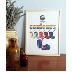 rare & authentic vintage french print 1930's - gibbs french barber shop - 30x40cm - no frame- wall art decoration gift i