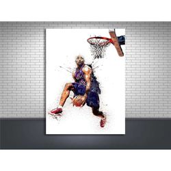 vince carter iconic dunk poster print, gallery canvas wrap, toronto raptors, man cave, kids room, game room, bar