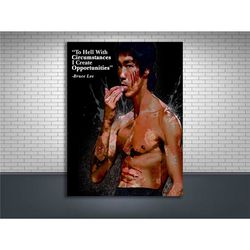 bruce lee, poster print, gallery canvas wrap, motivational, quote, man cave, kids room, game room, bar