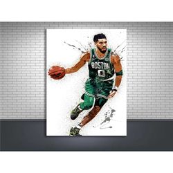 jayson tatum poster, boston celtics, gallery canvas wrap, man cave, kids room, game room, bar