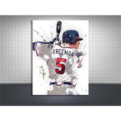 freddie freeman poster, atlanta braves, gallery canvas wrap, man cave, kids room, game room, bar