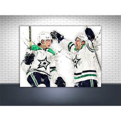 jason robertson, roope hintz poster, dallas stars, gallery canvas wrap, man cave, kids room, game room, tribute room