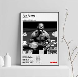 jon 'bones' jones poster, mixed martial arts print, mma artwork