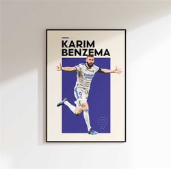karim benzema poster, real madrid poster minimalist, karim benzema print art, office wall art, bedroom art, gift poster,