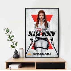 black widow movie poster film wall art print hd painting room decoration poster scarlett johansson, florence pugh post