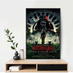 star wars return of the jedi 40th anniversary movie poster unframed room decor canvas poster
