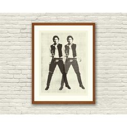 space cowboy - star wars inspired, han solo, 18 x 24 handprinted silkscreen art print, modern poster, boutique, retro ho