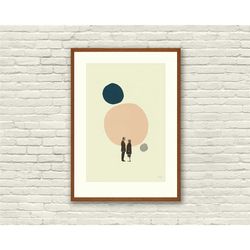 love in the abstract - lost in translation inspired poster - 12 x 18 mid century modern, cut paper collage, shapes, vint