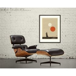 obi-wan kenobi inspired art print poster - 18 x 24 lithograph, mid-century modern, star wars, swiss, collage, suns, vint