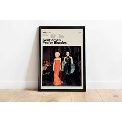 gentlemen prefer blondes movie poster, gentlemen prefer blondes poster, minimalist poster, framed, poster, canvas for li