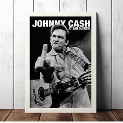 johnny cash - san quentin poster - music fan collectibles - vintage music poster - home decor - wall art