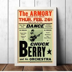 chuck berry 1959 vintage concert poster - music fan collectibles - vintage music poster - home decor - wall art