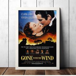 gone with the wind 1939 classic vintage movie poster - film fan collectibles - vintage movie poster - home decor - wall
