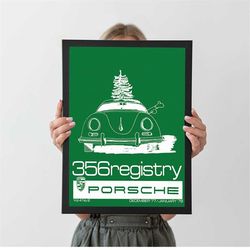 vintage porsche 356 registry 77-78 cover page poster, autumn home decor, a4 a3 a2 a1, wall decor, christmas gift
