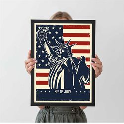 4th of july independence day vintage poster, autumn home decor, a4 a3 a2 a1, wall decor, christmas gift
