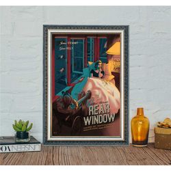 rear window movie poster, rear window classic vintage movie poster, rear window 1954 film poster, canvas cloth poster