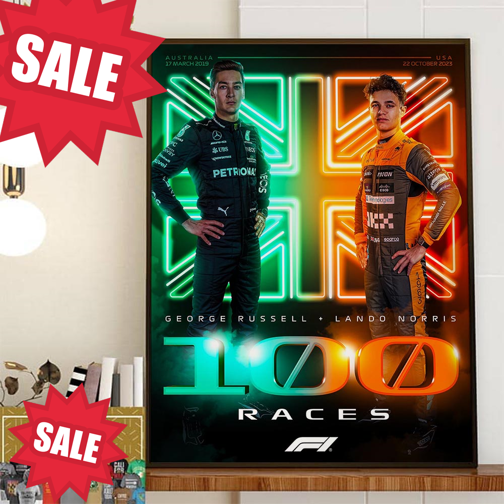 George Russell and Lando Norris 100 Race Starts In F1 Home Decor Poster Canvas.jpg