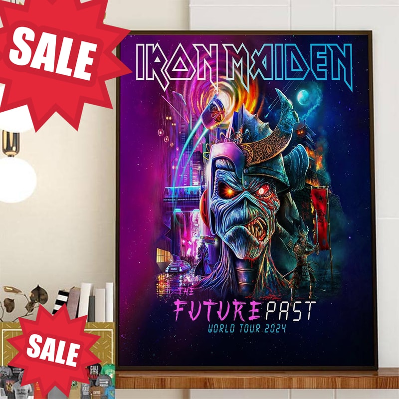 Iron Maiden The Future Past World Tour 2024 Official Poster Home Decor Poster Canvas.jpg