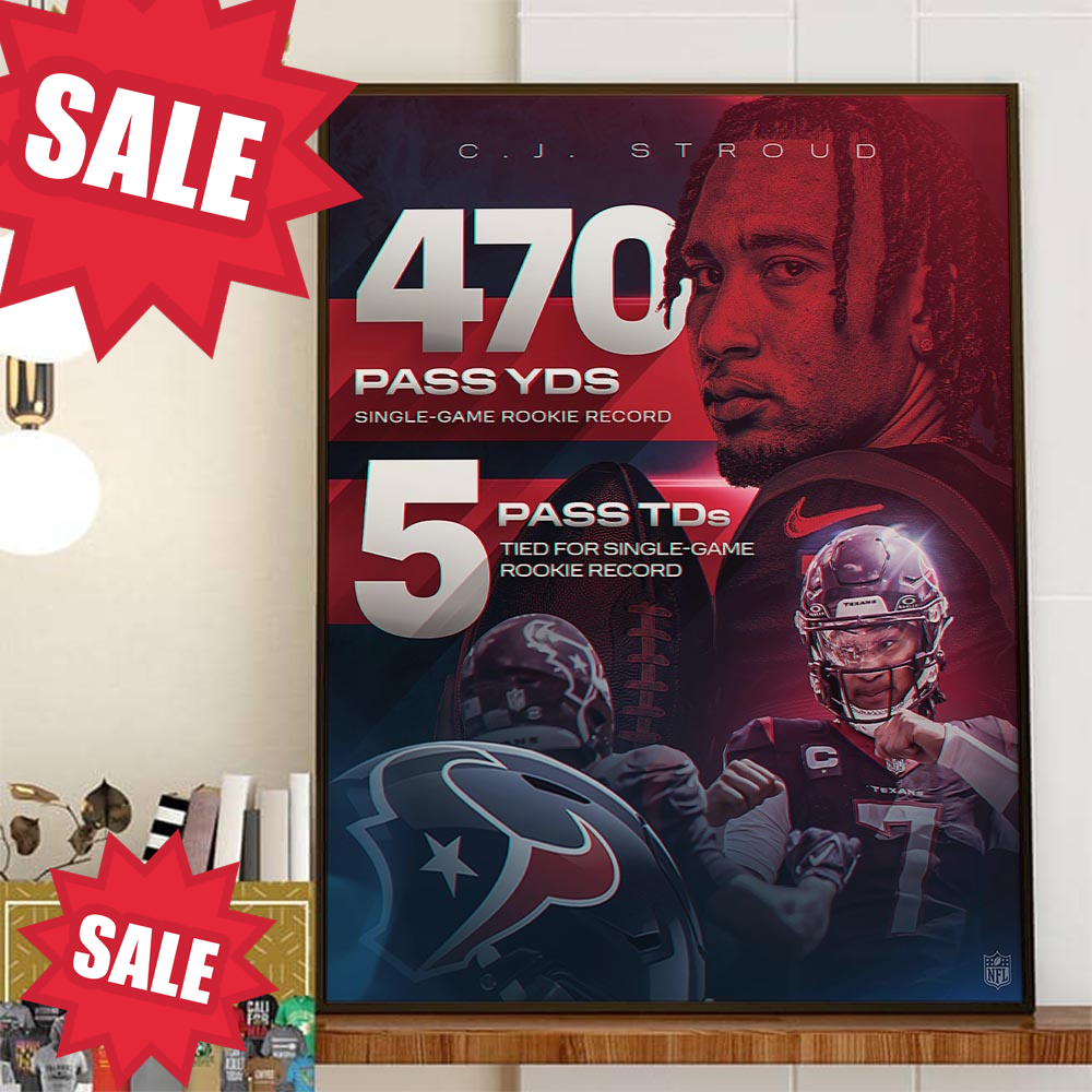 CJ Stroud 470 Pass YDs And 5 Pass TDs For Single-Game Rookie Record Home Decor Poster Canvas.jpg