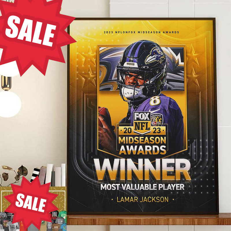 Congrats QB Lamar Jackson Is 2023 NFL on FOX Midseason Awards Winner MVP Home Decor Poster Canvas.jpg