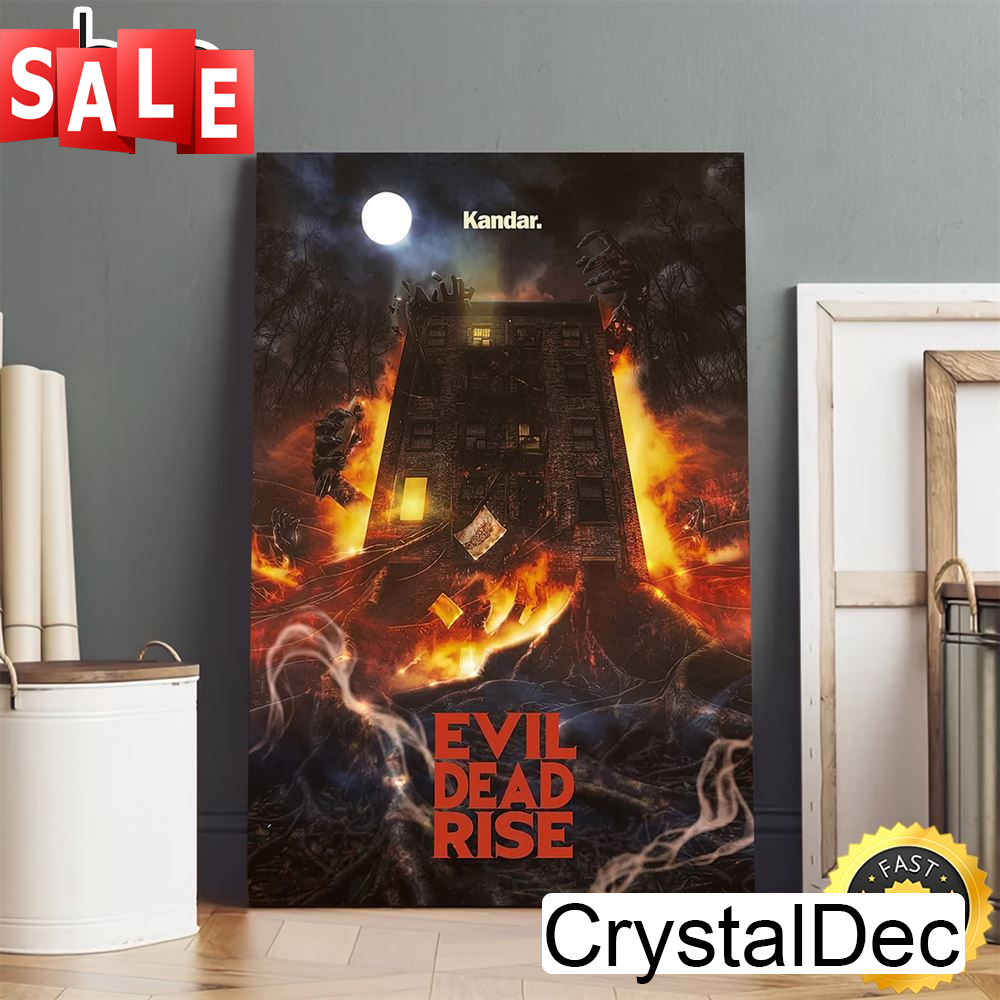Evil Dead Rise Fire Building Poster Canvas.jpg