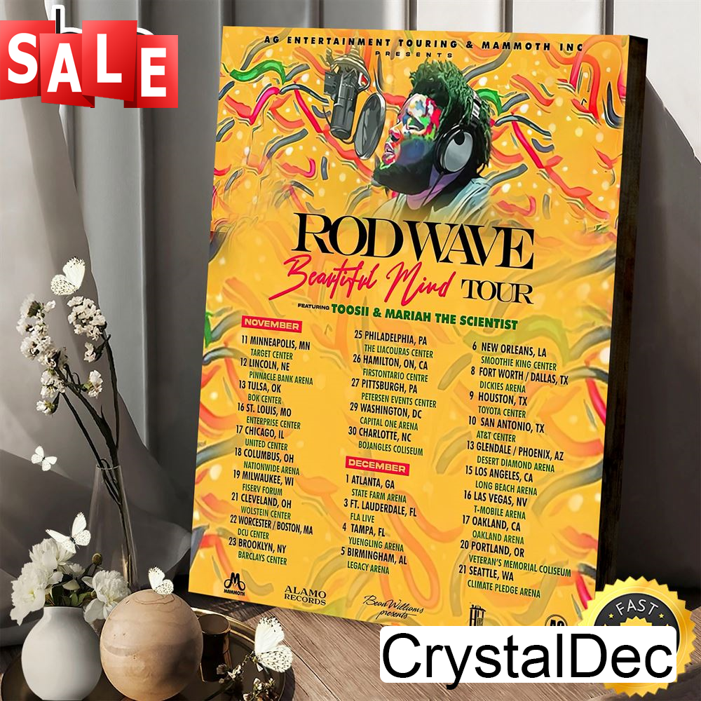 Rod Wave Beautiful Mind Tour Poster Canvas.jpg