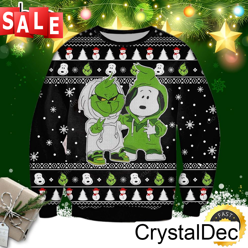 Snoopy And Grinch Costume Switch Ugly Christmas Sweater.jpg